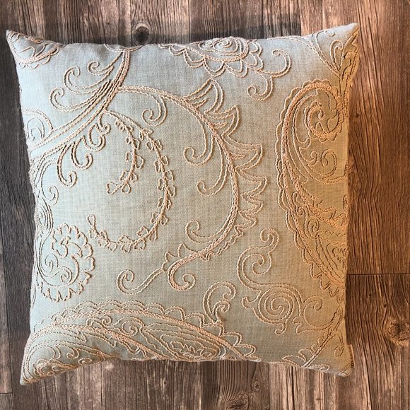 Mattuck Embroidered Throw Pillow Linen Suede - Picture 1 of 12